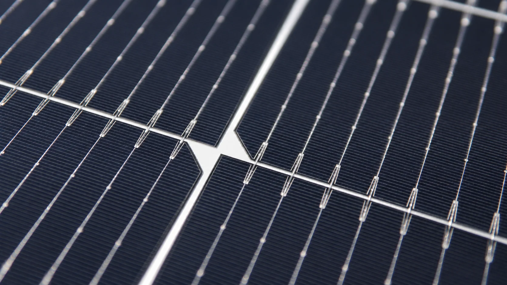 Macro view of the 910 W panel cell surfaces and fine grid lines