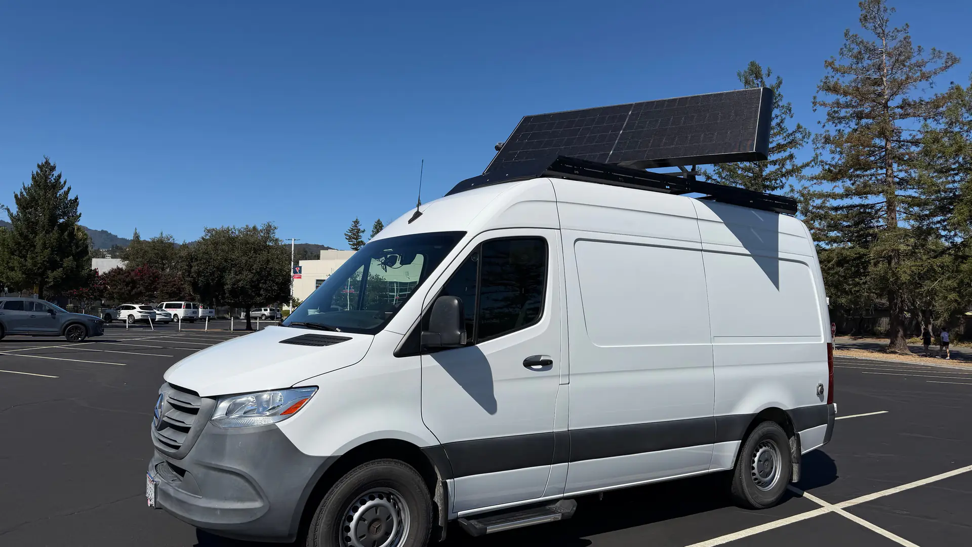 Photograph of the built system: 720W rooftop tracker